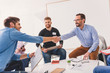 © Yakobchuk Olena - Cheerful men shaking hands in room