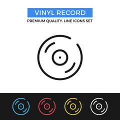 Poster - Vector vinyl record icon. Thin line icon
