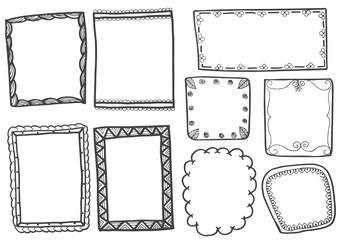 Wall Mural - Set of doodle lines hand drawn frames vector illustration