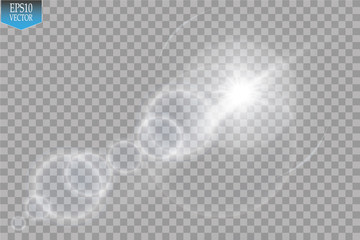 Wall Mural - vector transparent sunlight special lens flare light effect. sun flash with rays and spotlight