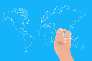 Wall Mural - Hand Drawing World Map Illustration