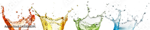 Fotografía set of rainbow liquid splash isolated on white background