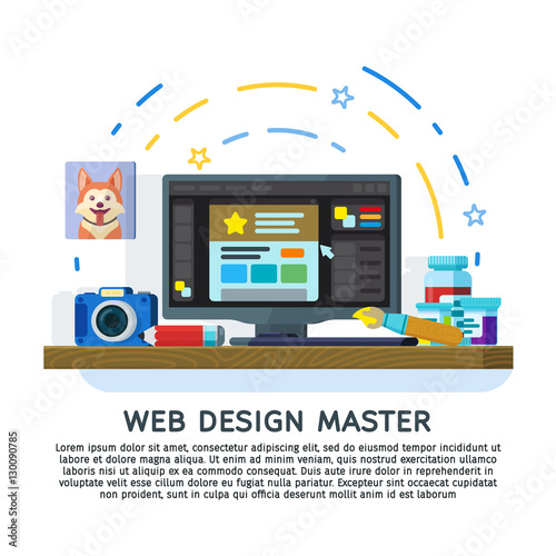 Flat Designed Banner For Ui Design Web Design And Web Development