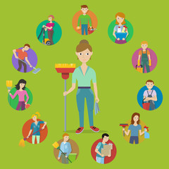 Wall Mural - Cleaning Service Concept Vector in Flat Design