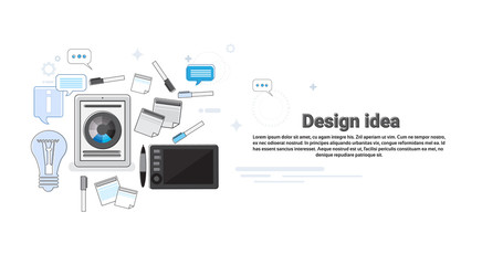 Poster - Design Idea Graphic Designer Drawing Icon Web Thin Line Vector Illustration