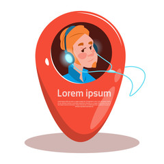 Poster - Business Man Face Icon Navigation Pin Position Flat Vector Illustration