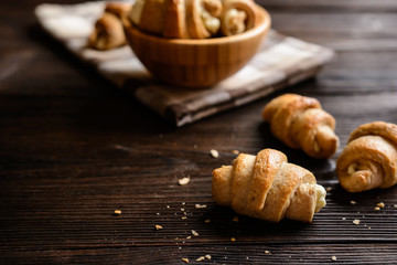 Wall Mural - Salty whole meal Croissants stuffed with Feta cheese