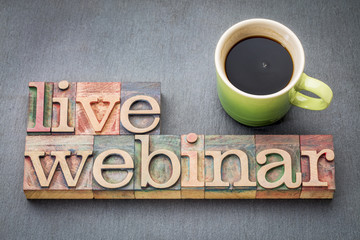 Canvas Print - live webinar word abstract in wood type