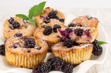 Blackberry Muffins On A Plate