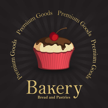 Black bakery background with gold color text