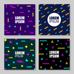 Wall Mural - dynamic design backgrounds set. covers, placards, posters, flyers. vector illustration. flat minimal