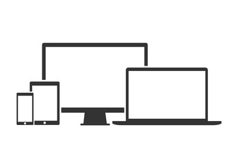 Poster - flat design devices icons, technology - stock vector.