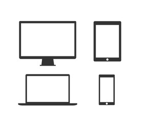 Poster - flat design devices icons, technology - stock vector.