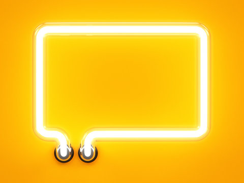 Neon light speech bubble message mark sign