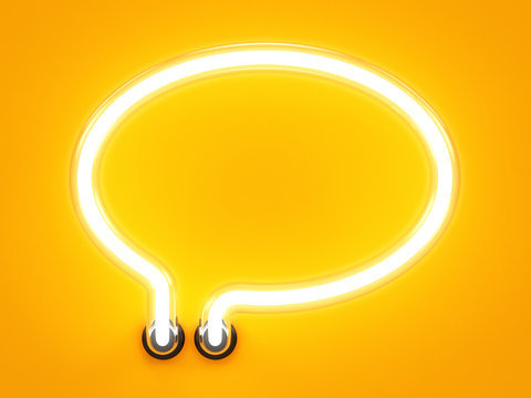 Neon light speech bubble message mark sign
