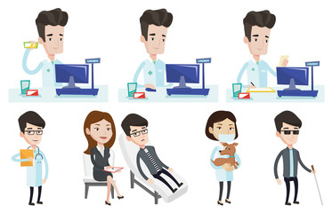 Poster - Vector set of doctor characters and patients.