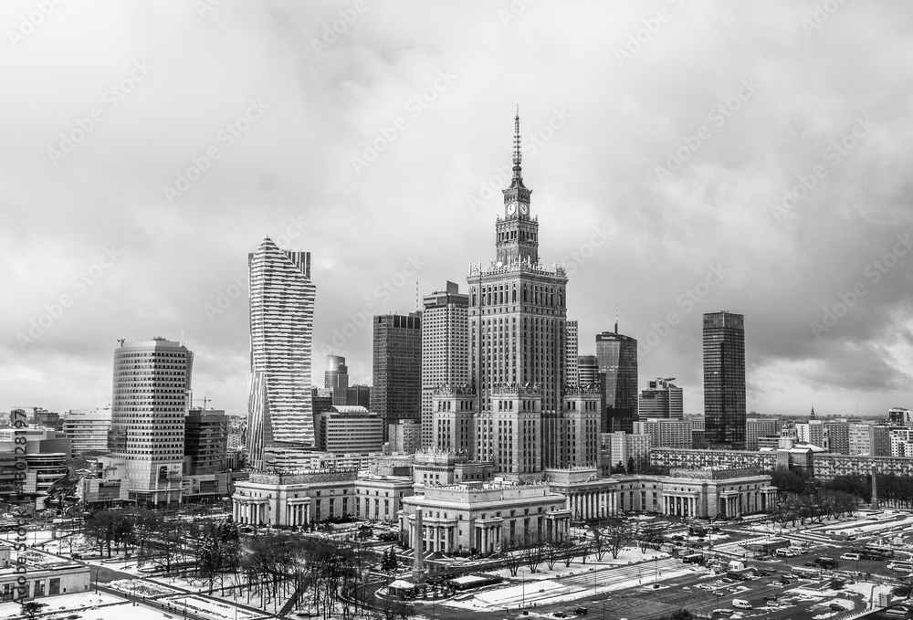 Warsaw town center downtown - obrazy, fototapety, plakaty 