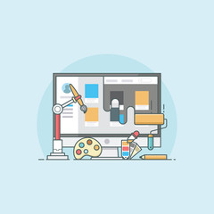 Web Redesign. Web Design Under Construction Illustration.