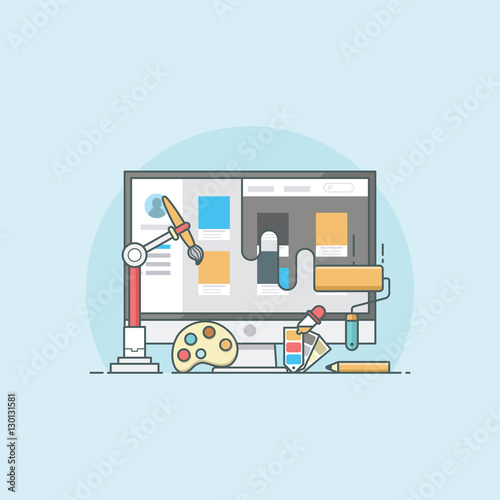 Fotografie, Obraz Web Redesign. Web Design Under Construction Illustration.