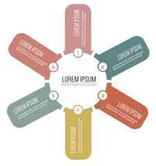 Fototapete - Vector infographic scheme template with six steps in the circle