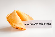 Chinese Fortune Cookie With Prediction On White Background