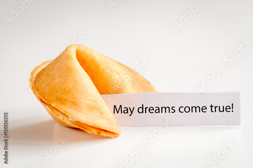 Fotografia Chinese fortune cookie with prediction on white background