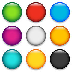 Poster - Glossy colorful circle, sphere, orb icons with blank space in 9