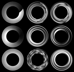 Aufkleber - Set of random circle elements. Concentric circles, concentric ri