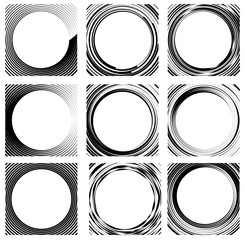 Poster - Set of random circle elements. Concentric circles, concentric ri