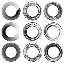 Poster - Set of random circle elements. Concentric circles, concentric ri