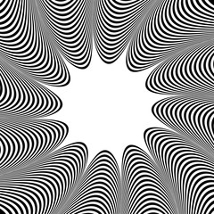 Aufkleber - Abstract element with radiating lines. Monochrome concentric, ra