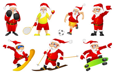 Vector set for christmas with Santa Claus.