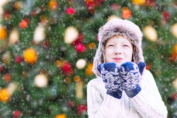 Wall Mural - boy at christmas time