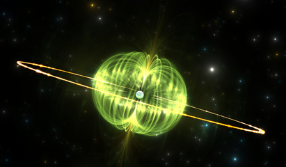 Wall Mural - magnetar or neutron star with extremely powerful magnetic field
