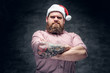 © Fxquadro - Bearded male wearing Santa's New Year hat.