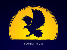 Eagle Flying Designed On Moonlight Background Graphic Vector.