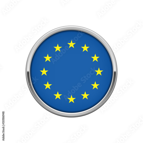 Fotografie, Obraz Round silver badge with European Union flag
