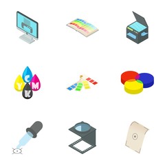 Poster - Printer icons set. Cartoon illustration of 9 printer vector icons for web