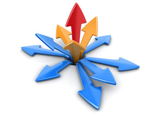 Poster - 3d image of arrows in different directions. Image with clipping path
