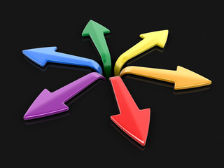 Poster - 3d image of arrows in different directions. Image with clipping path