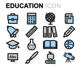 Sticker - Vector flat education icons set