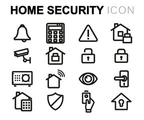 Canvas Print - Vector line home security icons set