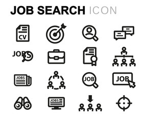 Poster - Vector line job search icons set