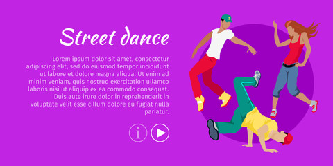 Wall Mural - Street Dance Concept Flat Style Vector Web Banner