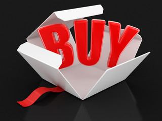 Poster - Open package with buy. Image with clipping path