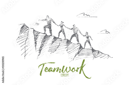 Fotografie, Obraz Vector hand drawn teamwork concept sketch
