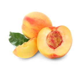 Sticker - Juicy ripe peaches isolated on white