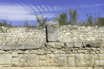 Wall Mural - Fortification Wall (306-304 BC) ancient ruins. Archeological Park of Dion, Greece.
