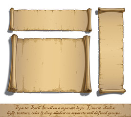 Wall Mural - Three Cartoon Scrolls Lying Flat