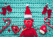 Cute red teddy bear with Chritstmas traditional elements